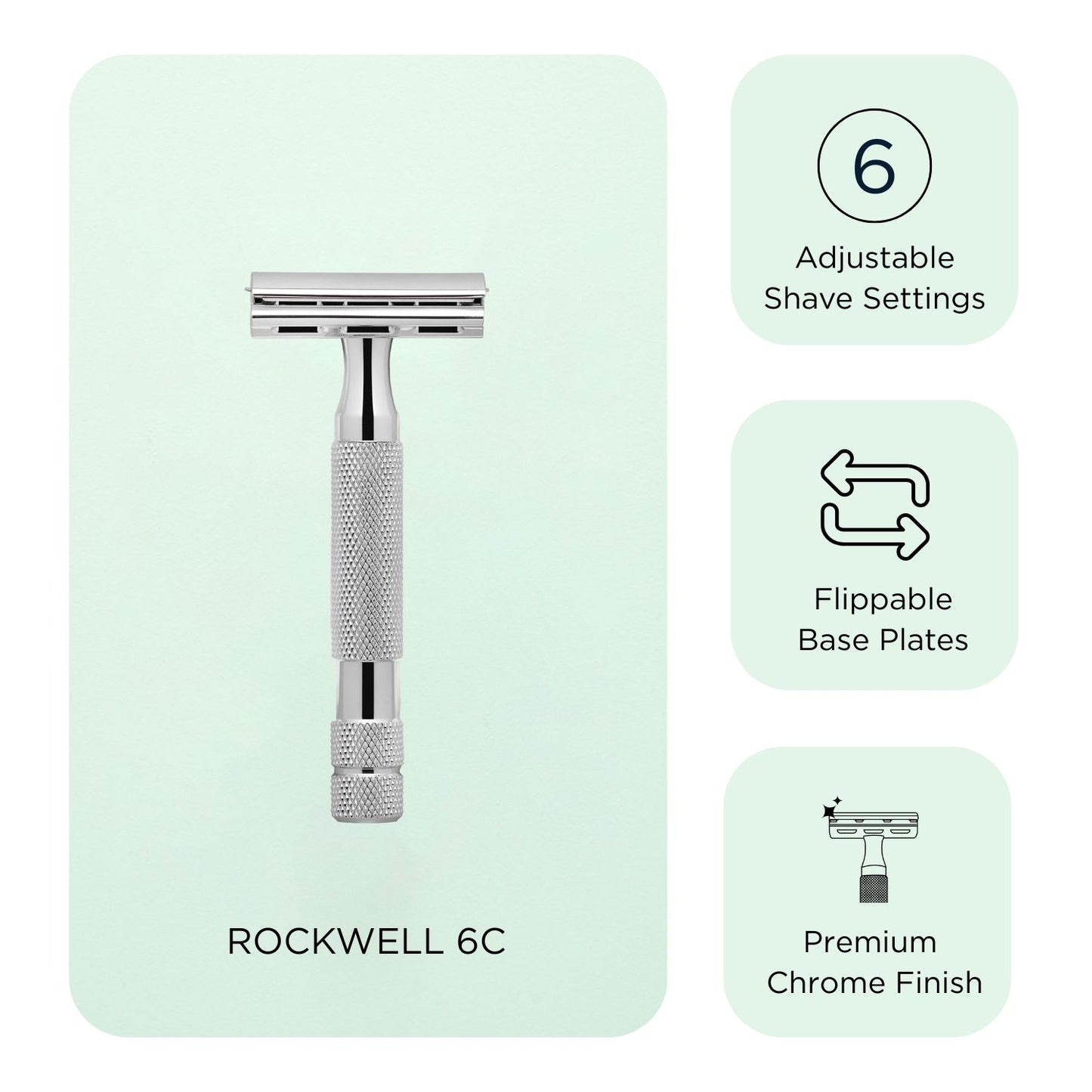 Rockwell 6C Adjustable Razor - Chrome Finish