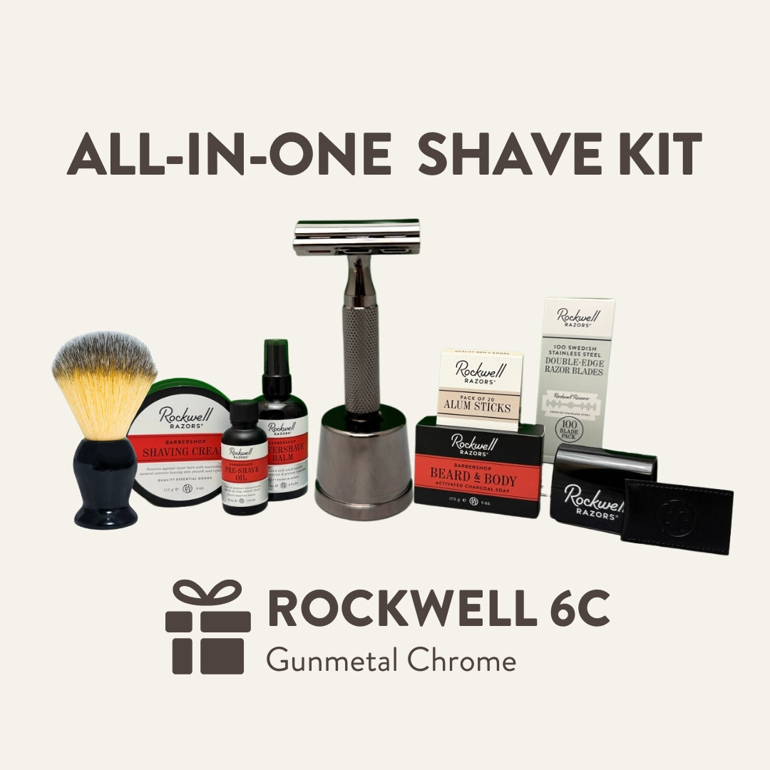 6C Double Edge Safety Razor | All-In-One Shave Kit | Rockwell Razors